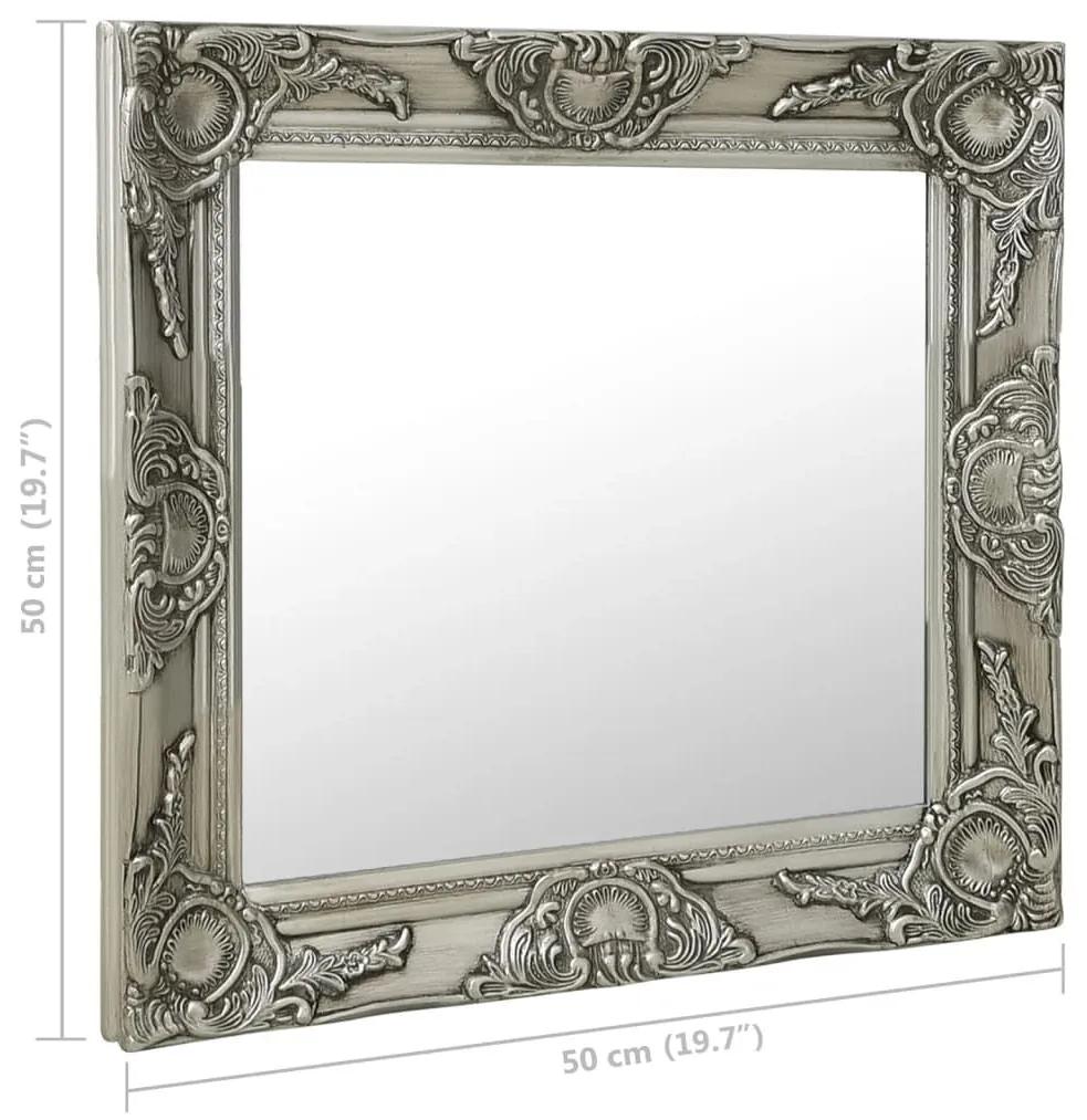 Καθρέφτης Τοίχου με Μπαρόκ Στιλ Ασημί 50 x 50 εκ. - Ασήμι