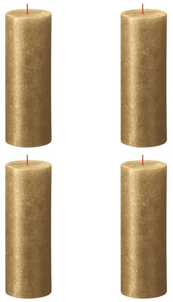 Bolsius Κεριά Κύλινδρος Ρουστίκ Shimmer 4 τεμ. Χρυσό 190 x 68 χιλ.