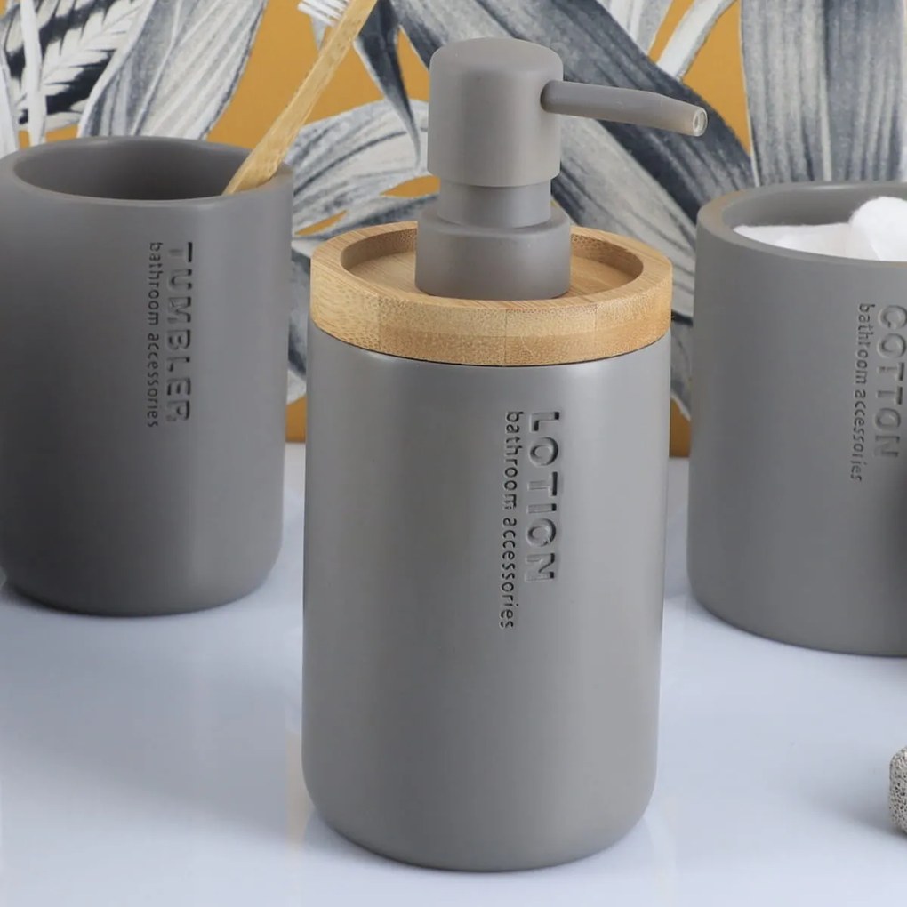 Δοχείο Κρεμοσάπουνου 280ml (Φ7.5x17) T-D D.Grey/Bamboo 62101260