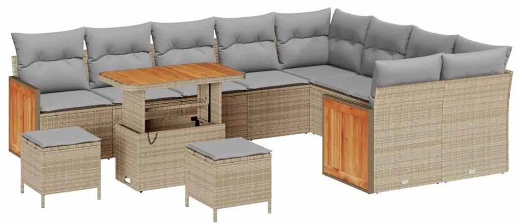 vidaXL Σετ Καναπέ Κήπου 12 pcs Μπεζ 90 x 55 x 71 cm συνθετικό ρατάν