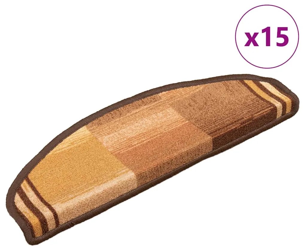 vidaXL Πατάκια Σκάλας Αυτοκόλλητα 15 τεμ. Καφέ 65 x 21 x 4 εκ.