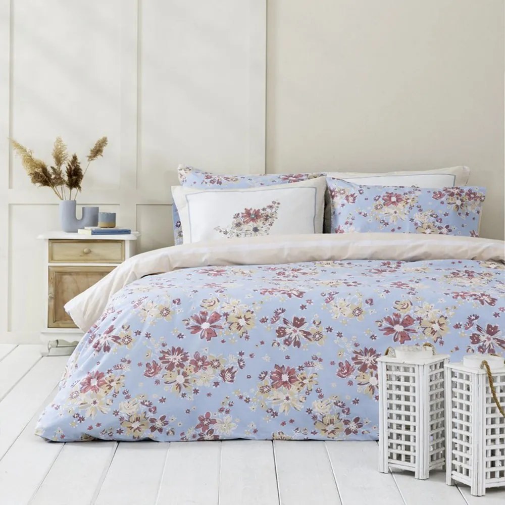 Σεντόνια Blume (Σετ 4τμχ) Blue-Multi Nima Υπέρδιπλo 240x260cm 100% Βαμβάκι