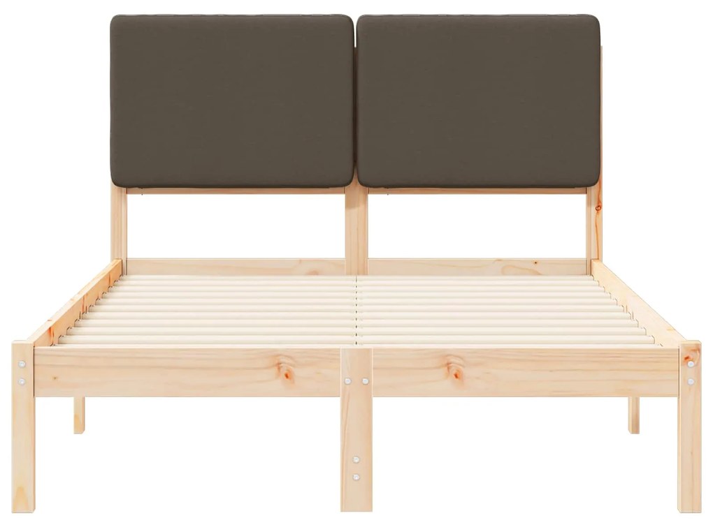 vidaXL Σκελετός Κρεβατιού με Επενδεδυμένο Κεφαλάρι Taupe 135 x 190 cm