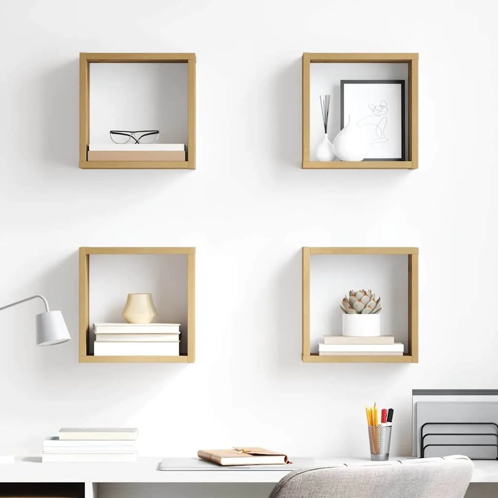 vidaXL Ράφια Τοίχου με ράφι 4 pcs Χειροποίητη δρυς 26 x 15 x 26 cm