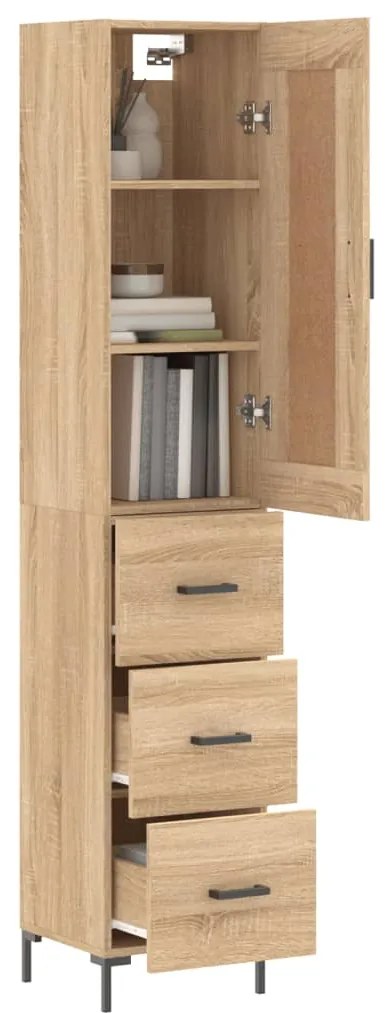 vidaXL Μπουφές Sonoma δρυς 34,5 x 34 x 180 εκ. από Επεξεργασμένο Ξύλο