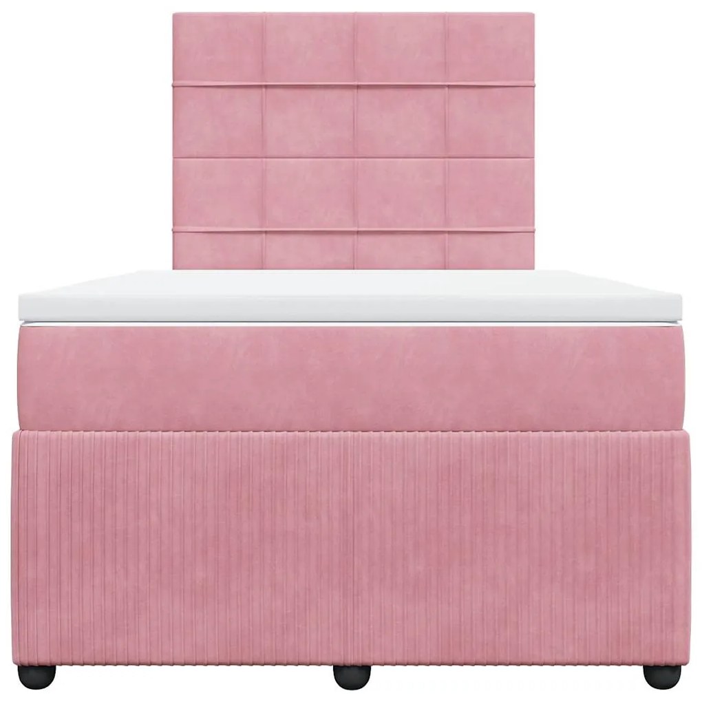 vidaXL Κρεβάτι Boxspring με Στρώμα Ροζ 120x190 εκ. Βελούδινο