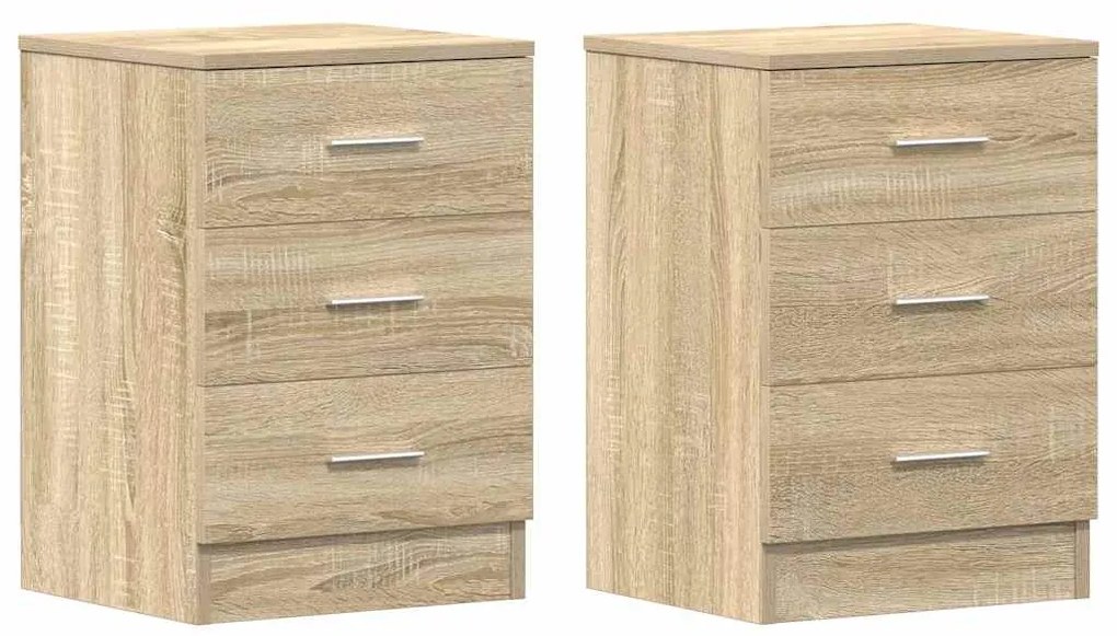 vidaXL Κομοδίνα 2 τεμ. Χρώμα Sonoma Δρυς 38x35x56 εκ. από Επεξ. Ξύλο