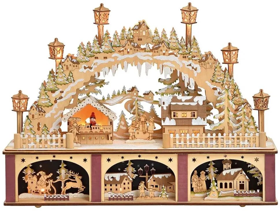 Ξύλινη Διακοσμητική Παράσταση με φωτισμό LED και διαστάσεις 11x32x45cm