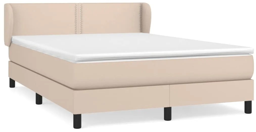 vidaXL Κρεβάτι Boxspring με Στρώμα Καπουτσίνο 140x190εκ.από Συνθ.Δέρμα