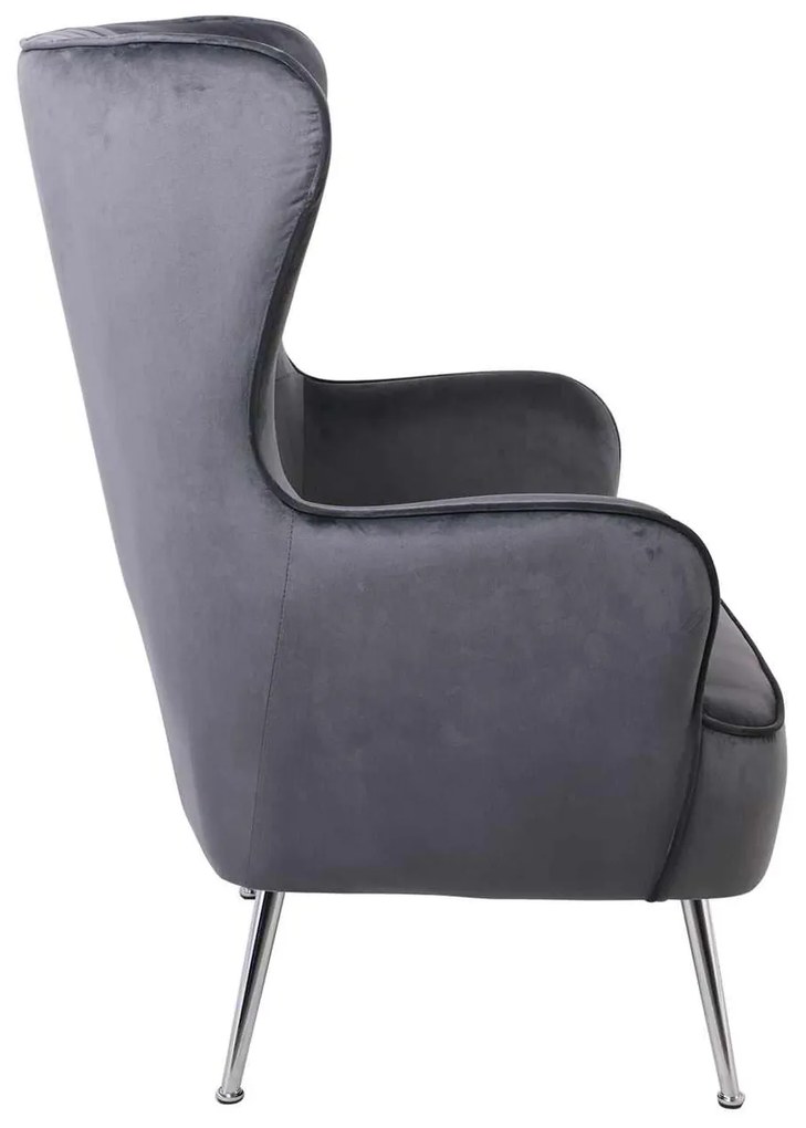 Πολυθρόνα CROMA Ύφασμα Γκρι Velure 76x80x104cm