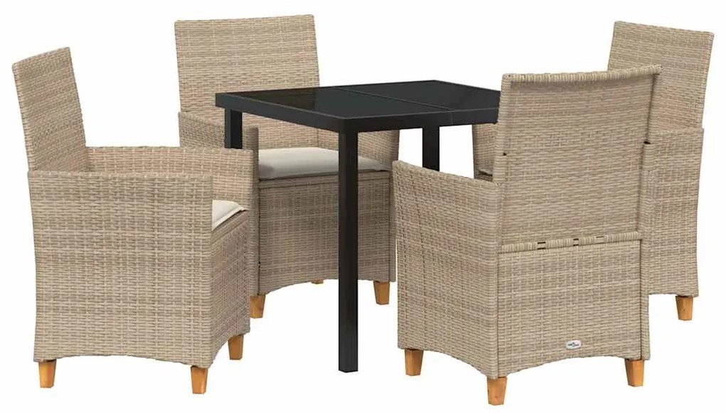 vidaXL Σέτ φαγητού για κήπο 5 pcs Μπεζ συνθετικό ρατάν