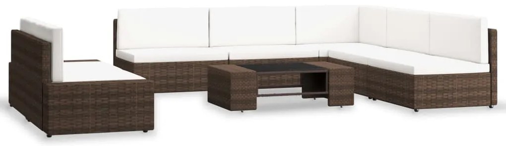 vidaXL Σαλόνι Κήπου 7 Τεμαχίων Καφέ από Συνθετικό Ρατάν