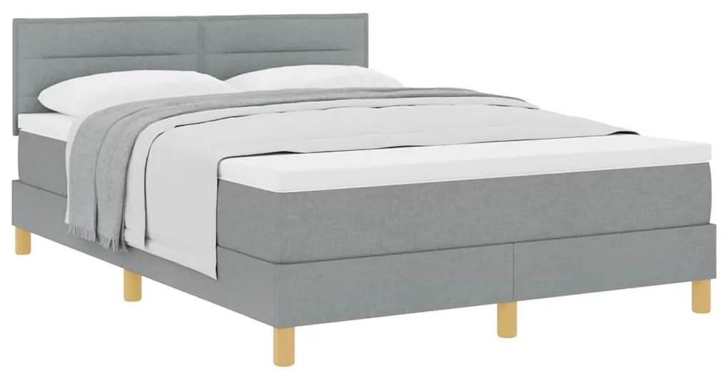 vidaXL Κρεβάτι box spring με στρώμα Ανοιχτό γκρι 140 x 200 cm ύφασμα