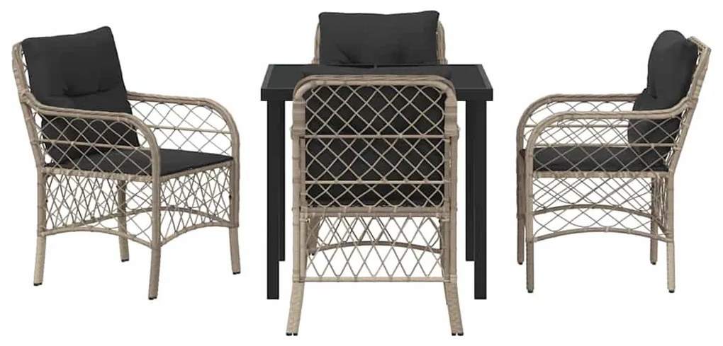 vidaXL Σέτ φαγητού για κήπο 5 pcs Ανοιχτό γκρι συνθετικό ρατάν