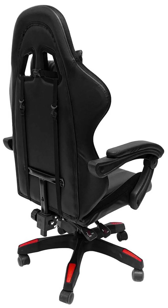 ΠΟΛΥΘΡΟΝΑ GAMING DARREN HM1203.01 ΜΑΥΡΟ-ΚΟΚΚΙΝΟ PVC &amp; NYLON 51x49x125Υεκ.