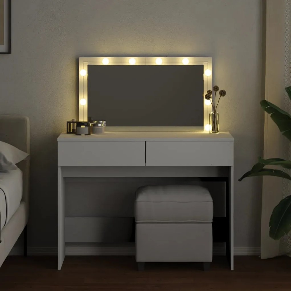 vidaXL Μπουντουάρ με LED Λευκό 100x40x120 εκ.