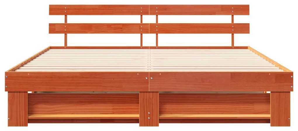 vidaXL Σκελετός Κρεβατιού Καφέ 180 x 200 εκ. Μασίφ ξύλο πεύκου