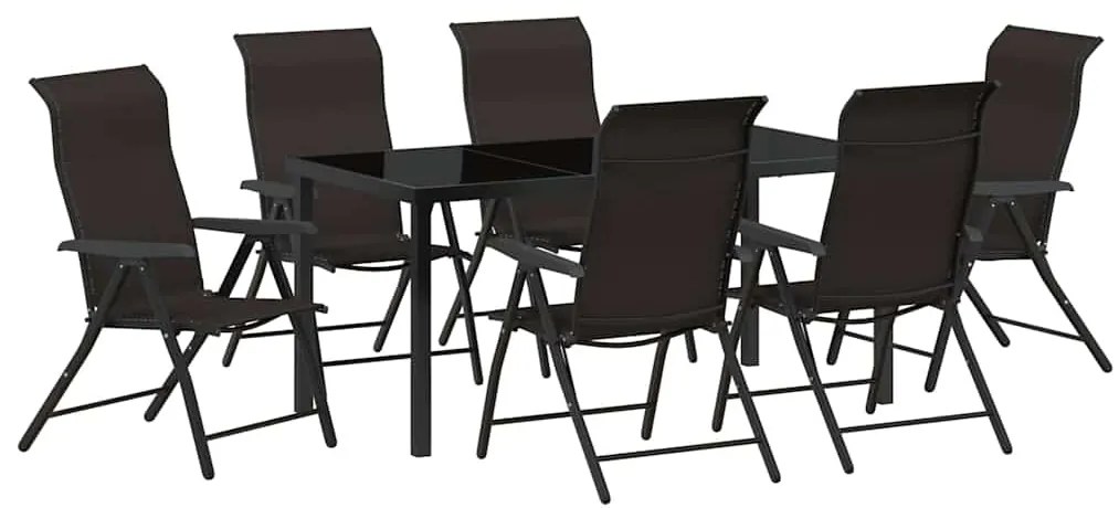 vidaXL Σέτ φαγητού για κήπο 7 pcs Μαύρος καφές Πολυ ράταν