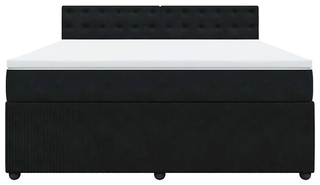 vidaXL Κρεβάτι Boxspring με Στρώμα Μαύρο 180x200 εκ. Βελούδινο
