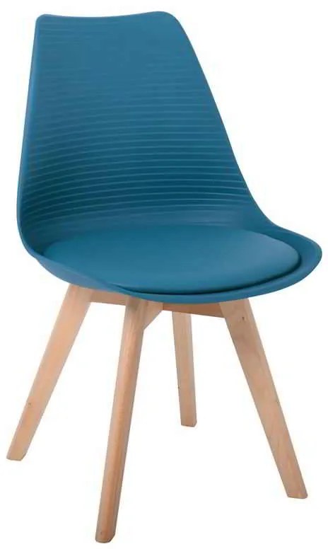 Καρέκλα MARTIN STRIPE Ξύλινο πόδι / PP Petrol 49x56x82cm (Σετ 4 ΤΕΜ)