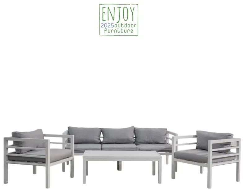 Bonsai Home Σετ Σαλόνι 4τμχ Μεταλλικό Εξωτερικού χώρου Γκρι Ανοιχτό