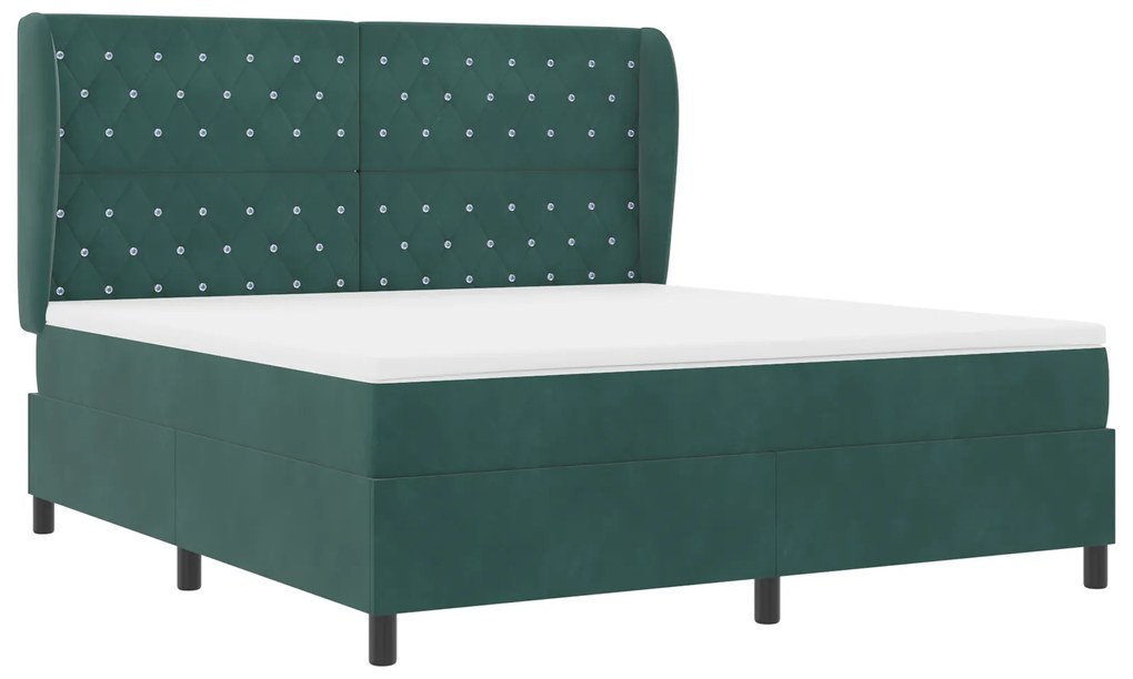 vidaXL Κρεβάτι με ελατήρια Σκούρο πράσινο 180 x 200 cm Βελούδο