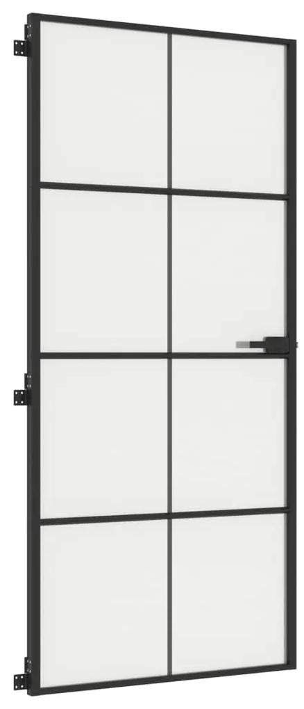 vidaXL Εσωτερική Πόρτα Μαύρη 93 x 201,5 εκ. Ψημένο Γυαλί & Αλουμίνιο