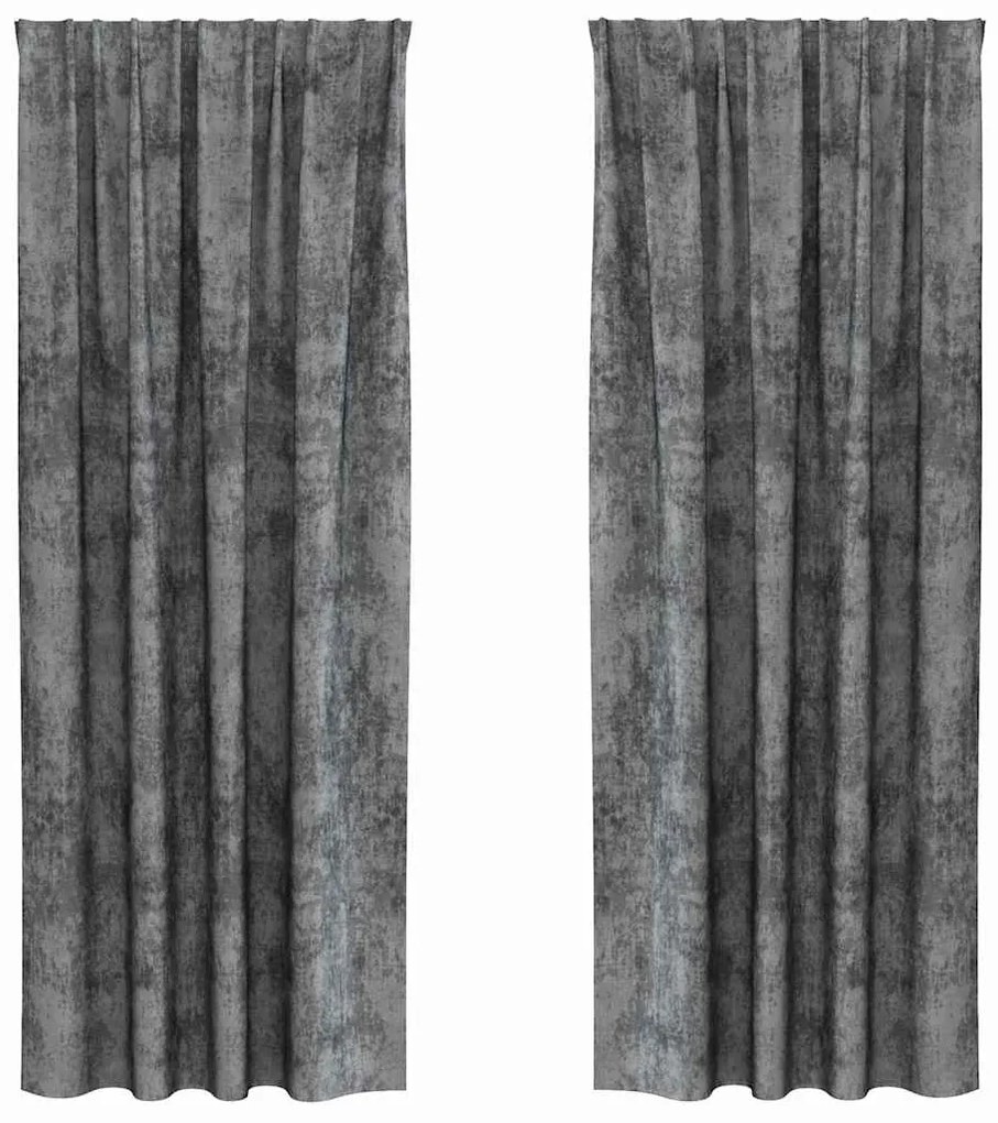 vidaXL Κουρτίνα με κουρτίνες 2 pcs Γκρι 260 x 140 εκ. Βελούδο