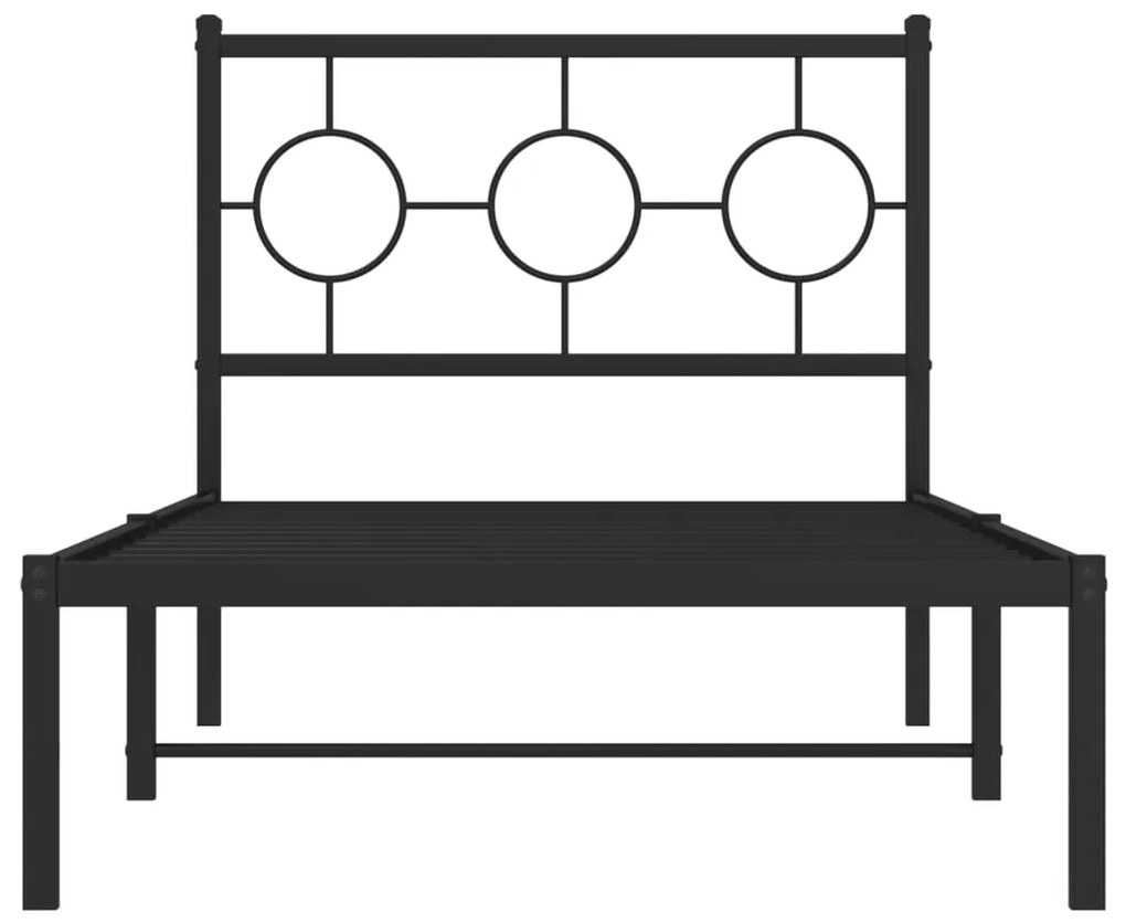 vidaXL Πλαίσιο Κρεβατιού με Κεφαλάρι Μαύρο 90 x 190 εκ. Μεταλλικό