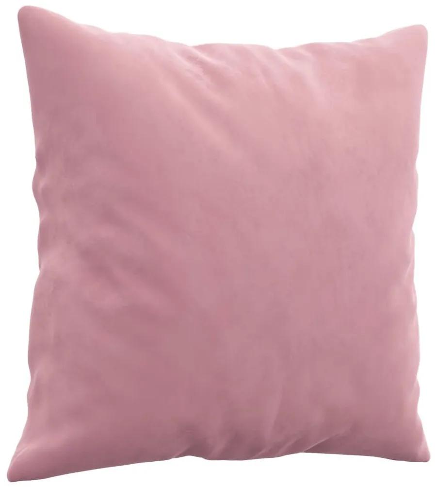 Καναπές Διθέσιος Ροζ 120 εκ. Βελούδινος με Διακ. Μαξιλάρια - Ροζ