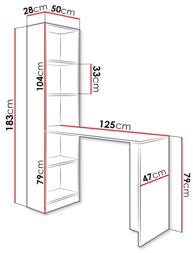 Τραπέζι γραφείου Dover 109, 79x125x50cm, 29 kg | Epipla1.gr