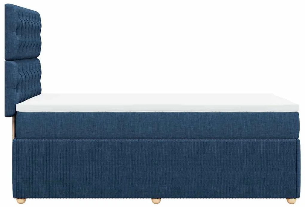 vidaXL Κρεβάτι Boxspring με Στρώμα Μπλε 90x190 εκ.Υφασμάτινο