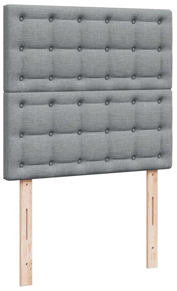 vidaXL Κρεβάτι Boxspring με Στρώμα Ανοιχτό Γκρι 90x200 εκ. Υφασμάτινο