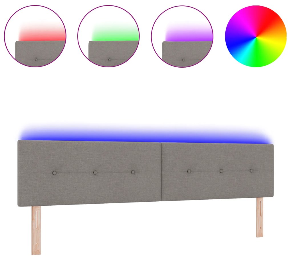 vidaXL LED Κεφαλαριό Με Κουμπιά Ταφ χρώμα 100 εκ Υφάσματος
