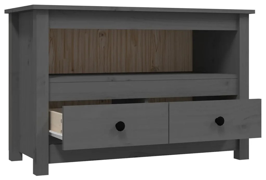 vidaXL Έπιπλο Τηλεόρασης Γκρι 79x35x52 εκ. από Μασίφ Ξύλο Πεύκου