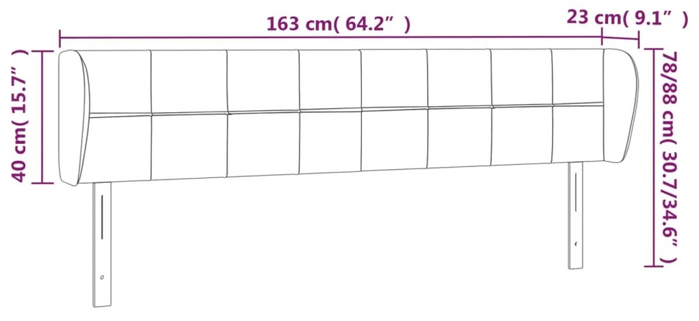 Κεφαλάρι με Πτερύγια Σκούρο Γκρι 163 x 23 x 78/88εκ. Υφασμάτινο 3117151