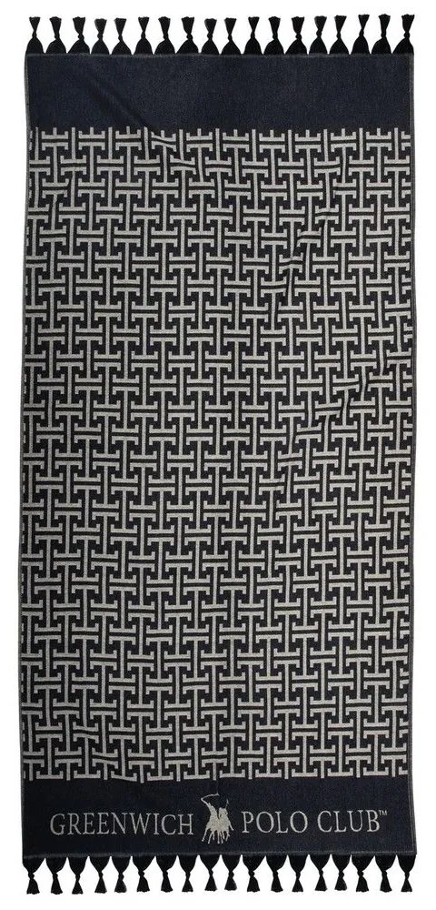 Πετσέτα Θαλάσσης - Παρεό 4056 Black-Grey Greenwich Polo Club Beach 90x170cm 100% Βαμβάκι
