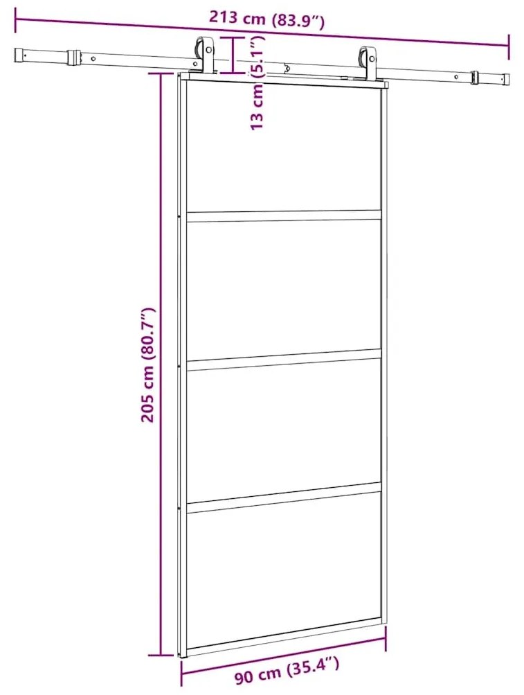 Συρόμενη πόρτα με σετ υλικού Μαύρο 90x205 cm γυαλί μετριασμένο - Μαύρο