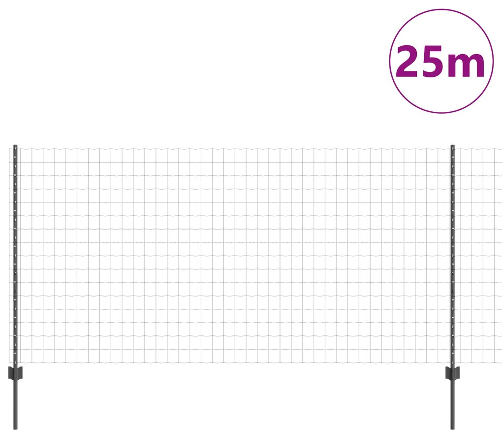 vidaXL Σετ Περίφραξης Κήπου Γκρι 1.2 x 25 m Ατσάλι με Επικάλυψη Σκόνης