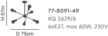 Φωτιστικό Οροφής KQ 2629/6 GWEN BLACK PENDANT Δ4