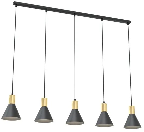Κρεμαστό Φωτιστικό Οροφής 5xE27 116cm Rosa Emibig -1388/5-Μαύρο-Χρυσό 1388/5