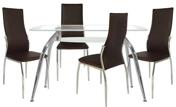 Σετ τραπεζαρίας C10060.03 5τμχ με Τραπέζι NORRIS 120x75x75εκ. & Καρέκλες KIM Καφέ