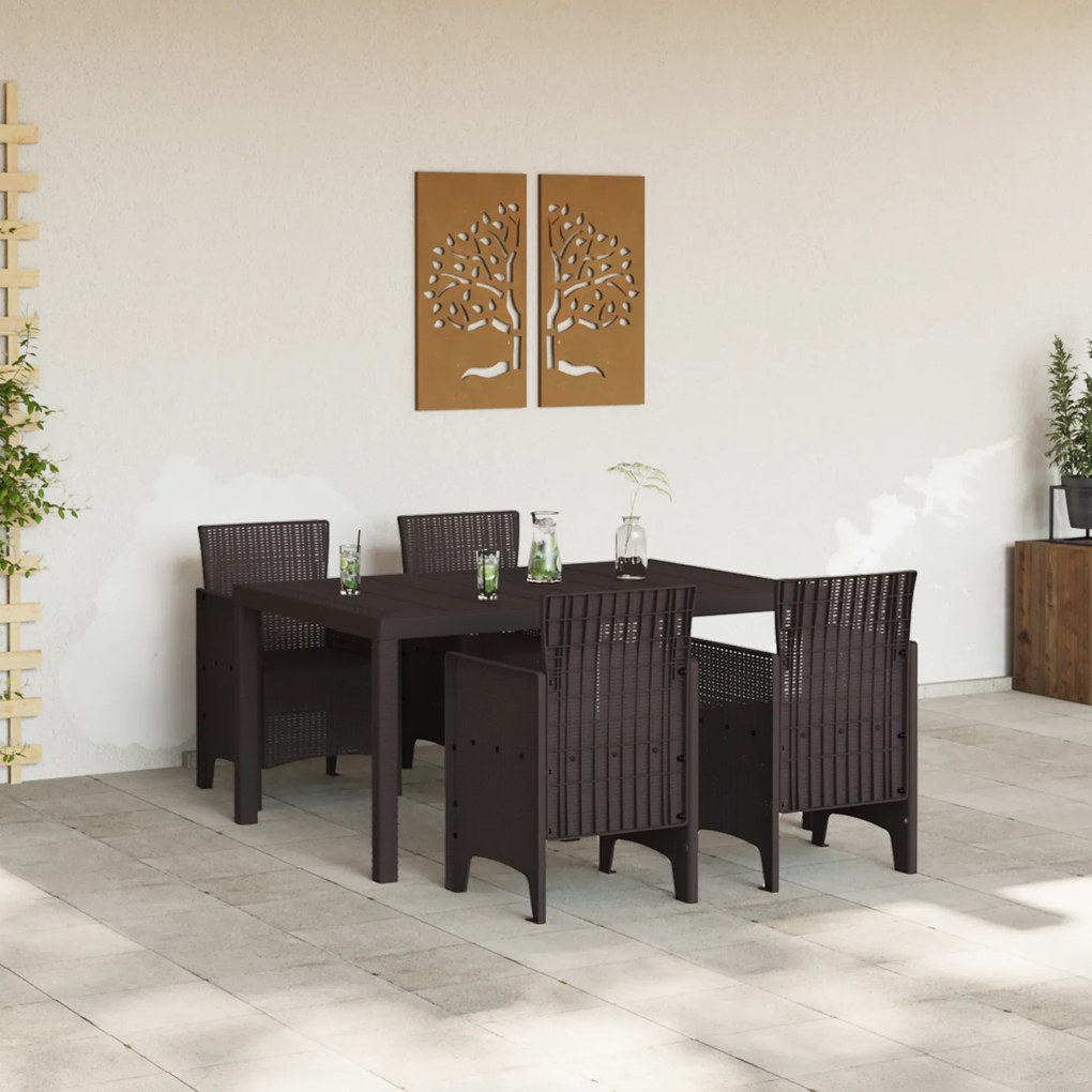 vidaXL Σετ Τραπεζαρίας Κήπου 5 pcs Καφέ 150 x 100 x 73 εκ. Πλαστικό