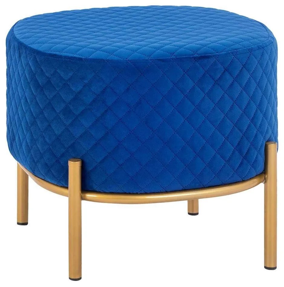 Σκαμπό Sinta HM8638.08 42x42x38Υcm Blue-Gold Metal, Fabric