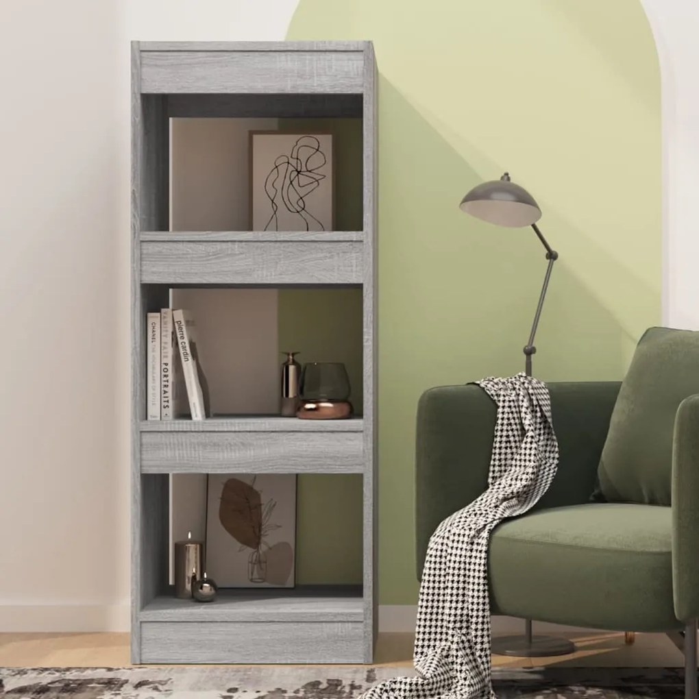 vidaXL Βιβλιοθήκη/Διαχωρ. Χώρου Γκρι Sonoma 40x30x103 εκ. Μοριοσανίδα