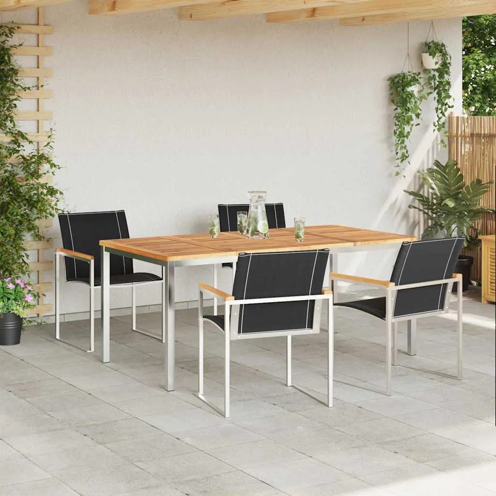 vidaXL Σέτ φαγητού για κήπο 5 pcs Καφέ Στερεό Ξύλο Ακακίας