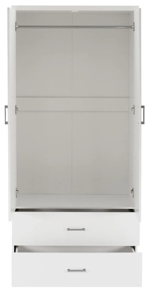 Ντουλάπα REINA Δίφυλλη με 2 Συρτάρια Λευκή 80x42.5x180.5 εκ. 80x42.5x180.5 εκ.