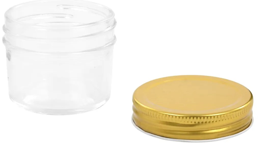 vidaXL Βάζα Μαρμελάδας 48 τεμ. 110 ml Γυάλινα με Χρυσά Καπάκια