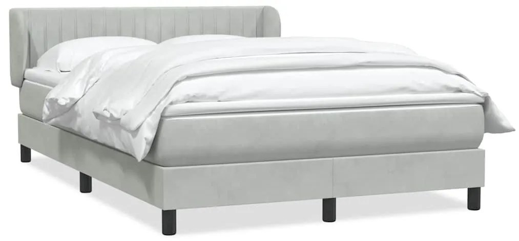 Κρεβάτι Boxspring με Στρώμα Ανοιχτό Γκρι 160x220 εκ. Βελούδινο - Γκρι