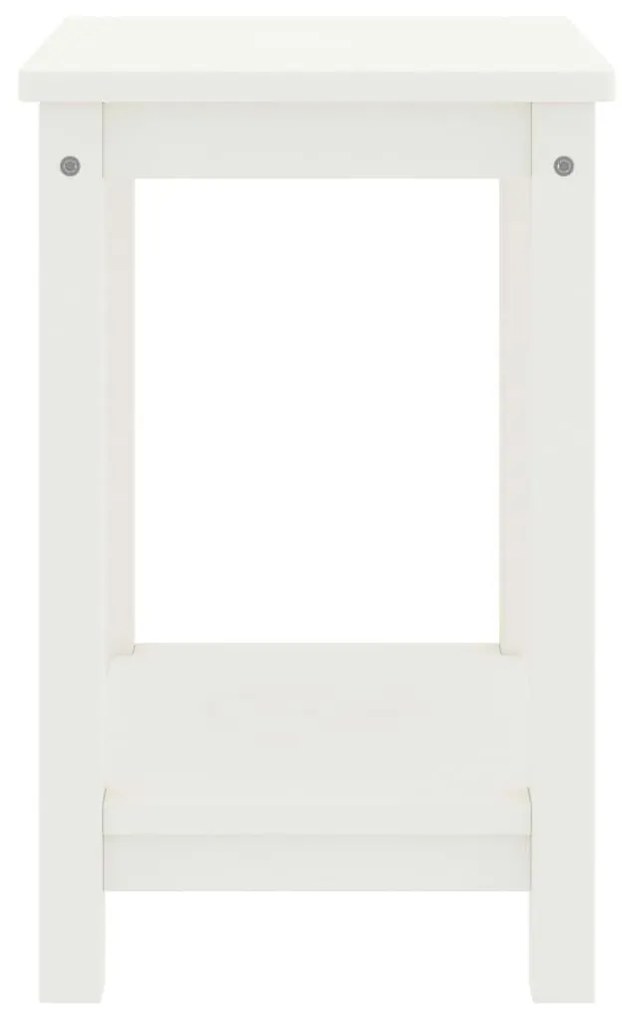 Κομοδίνο Λευκό 35 x 30 x 47 εκ. από Μασίφ Ξύλο Πεύκου - Λευκό